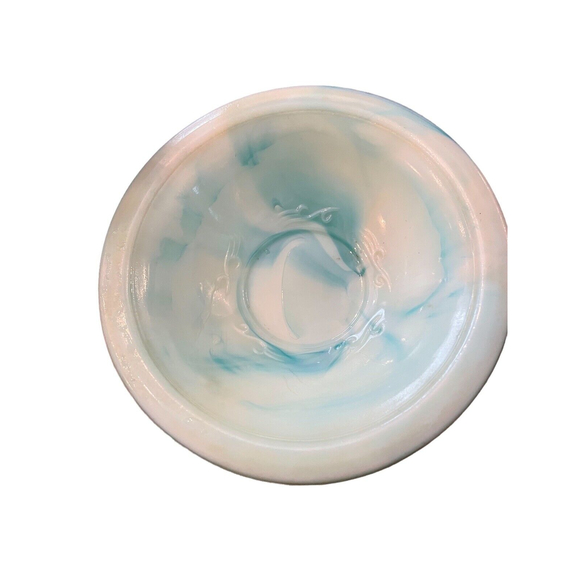 VINTAGE AVON AQUA BLUE GREEN MINI BOWL AND PITCHER SET JADITE  GLASS ROSES - Picture 3 of 10